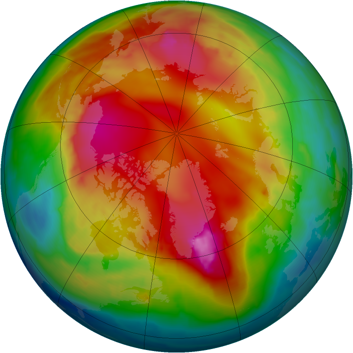 Arctic ozone map for 29 January 2009